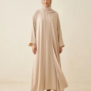 Abaya kimono ouverte beige